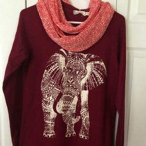 Sweatshirt with Attached Loop Scarf